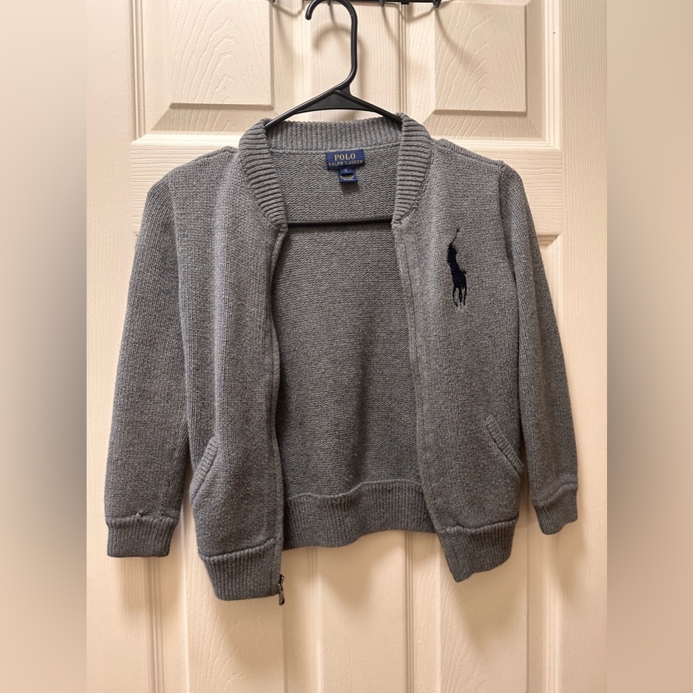 Gray Cardigan. Combed cotton Polo Ralph Lauren